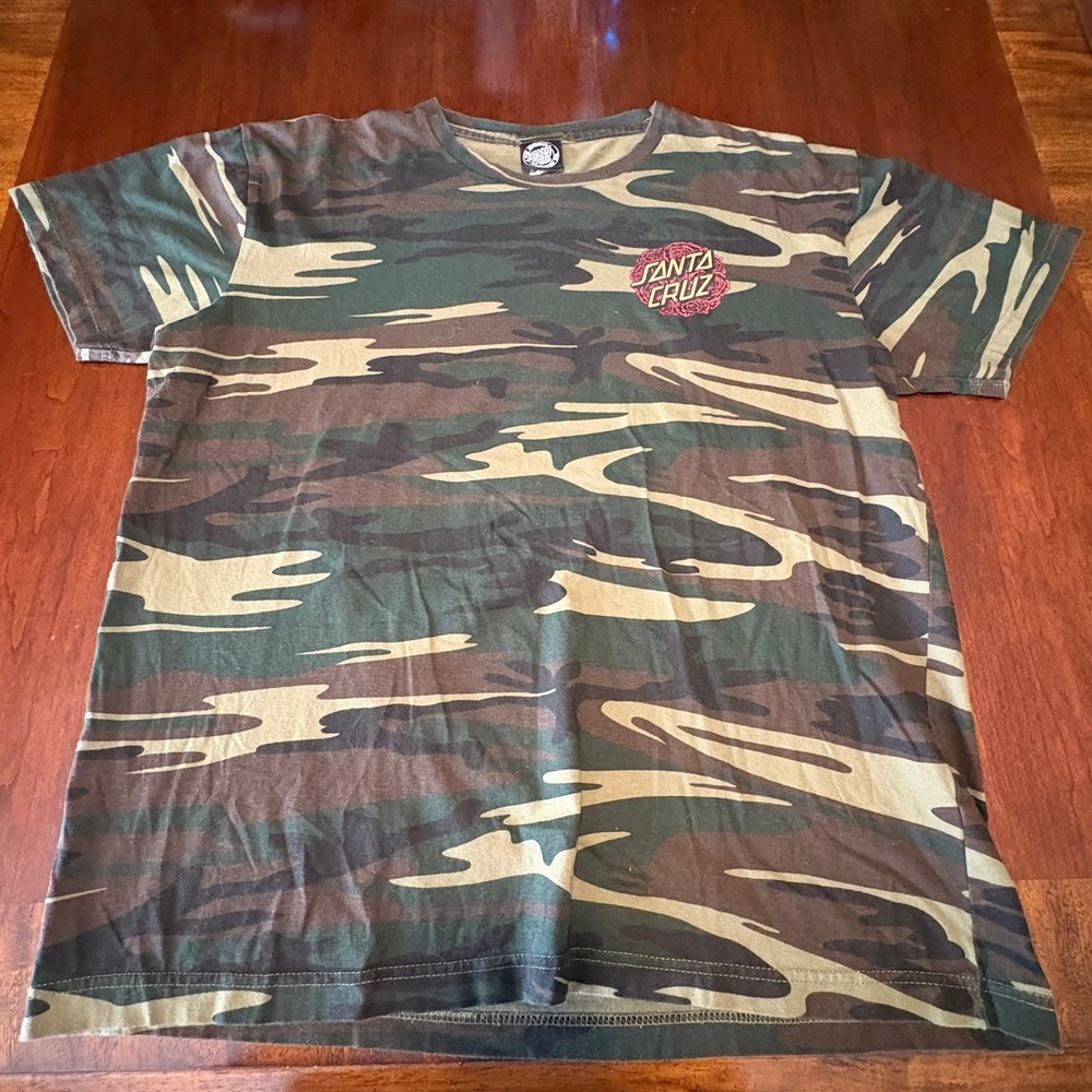Santa Cruz‎ Camo Skate Tee Large Rose Dot Graphic Shirt